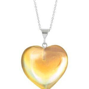 Large Heart Pendant Sterling Silver Crystal Jewelry Necklace